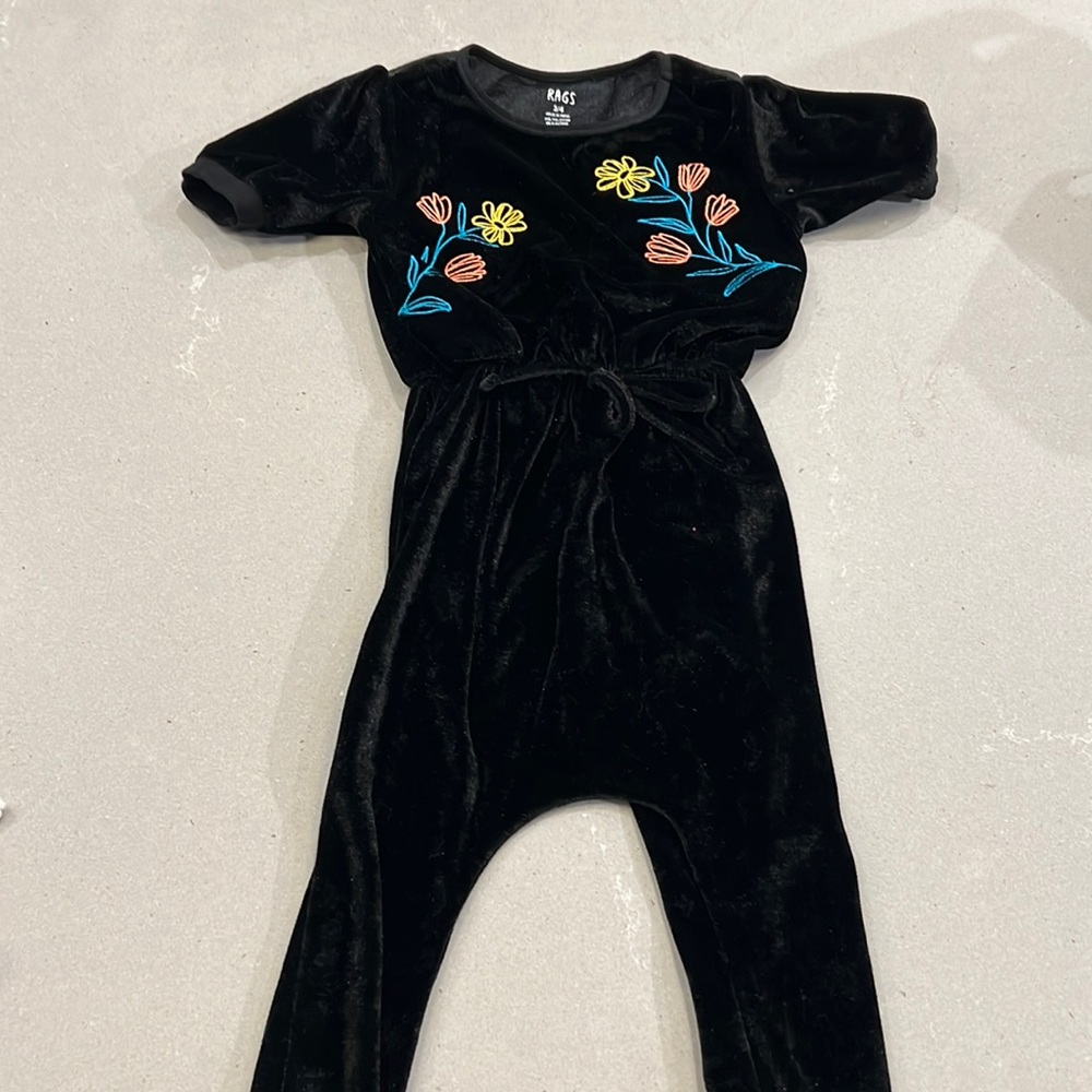 Velvet floral jumpsuit